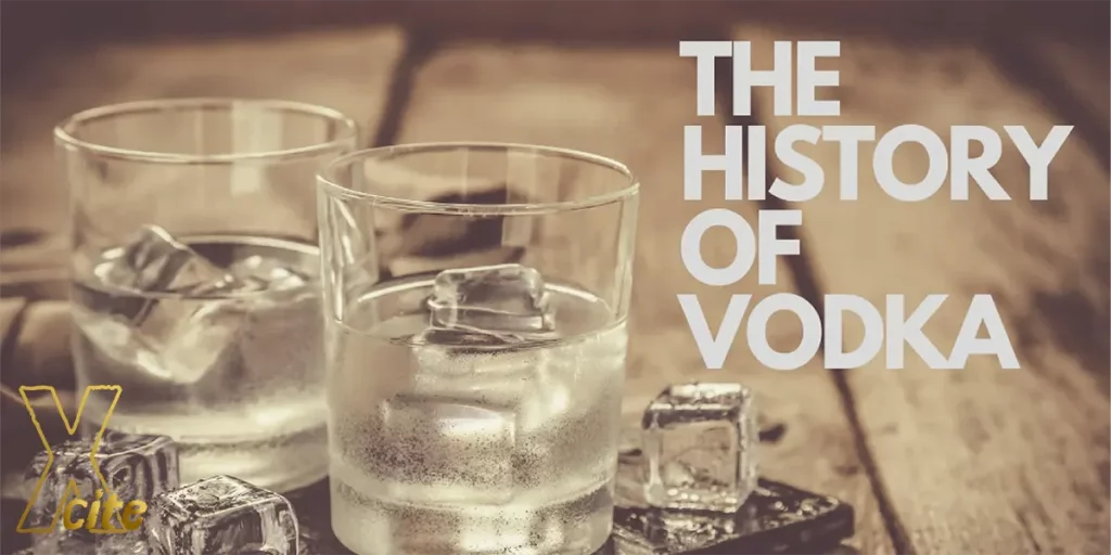 2 glasses filled with vodka and ice cubes