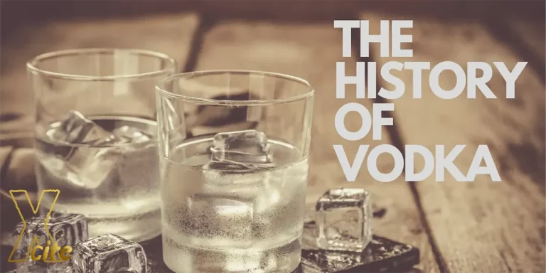 2 glasses filled with vodka and ice cubes